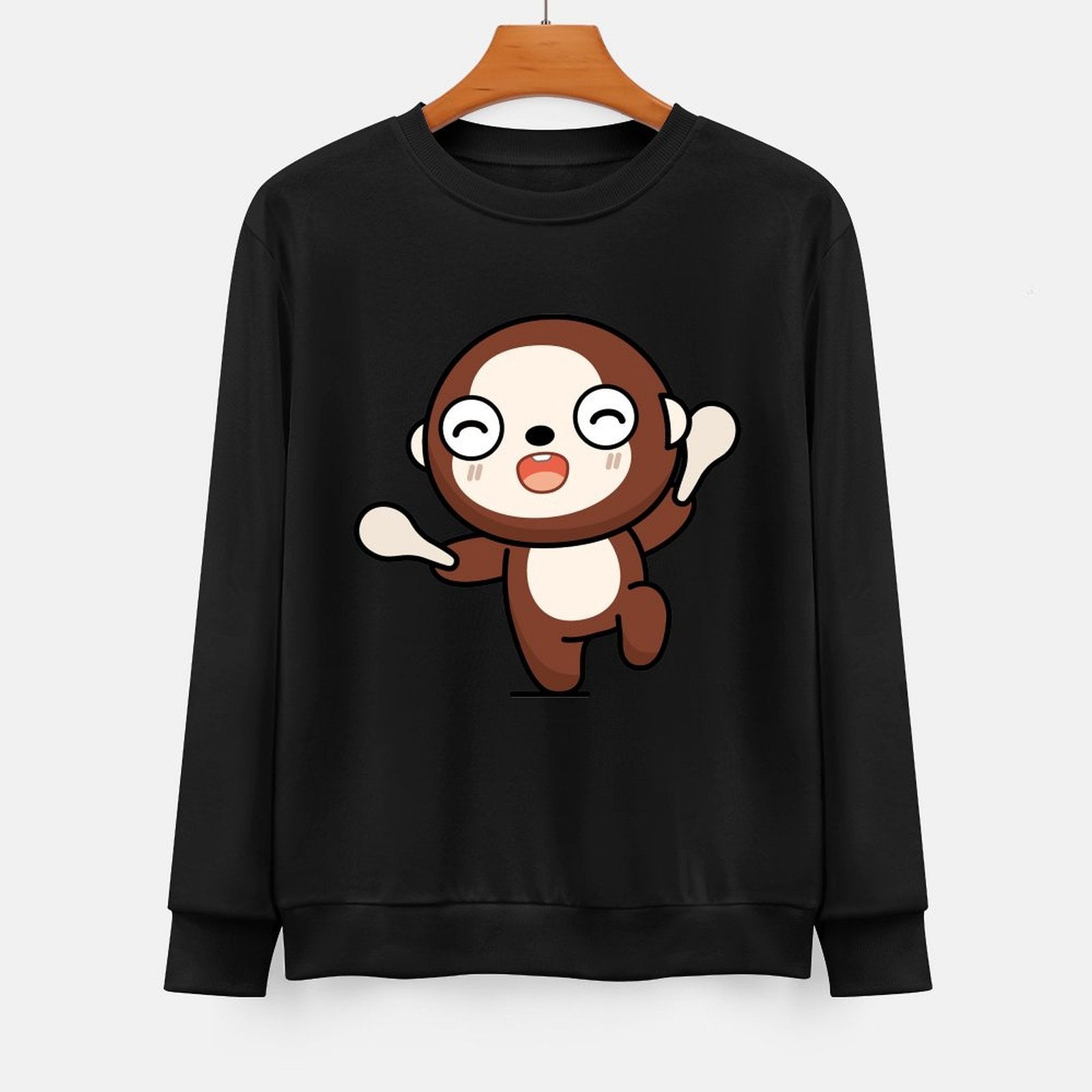 Front Patterned Long Sleeve TopCrewneck Printed